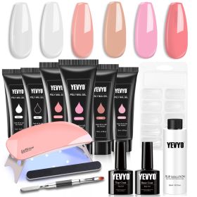 Poly Gel Nail Kit, Poly Nail Gel Kit With UV Lamp For Beginners With Everything, Gel Extension Nail Kit With Slip Solution (Option: W13535619)