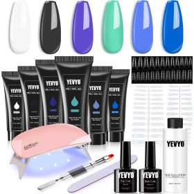 6 PCS Polygel Nail Kit With UV Nail Lamp, Slip Solution, Top Base Coat, Builder Nails Art Tools For Beginners (Option: W13549598)