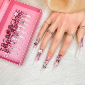Gddsha 2025 10PCS Long Novel Design And Reusable Handmade Nails 10PCS Pmma Acrylic Nails Press OnNails Kit With Box Gifts For Women,Pink Mirage (Option: L)