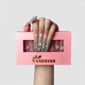 GGddsha 2024 New PMMA Acrylic Press On Nails StunningBling Nails, Rhinestone Fake Nails, Glitter Rhinestone NailsGradient Fake NailsCrystal Cascade (Option: L)