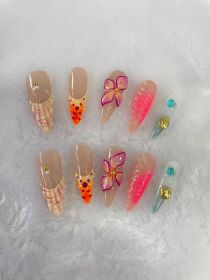 Hand-painted Three-dimensional Carved High Class Elegant Hand-worn Armor Hand-made (Option: Long Tip-L)